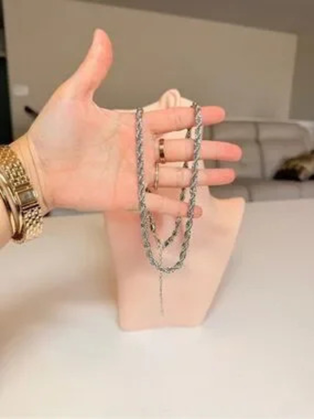 Silver Twisted Rope Necklace - Picture 6 of 9
